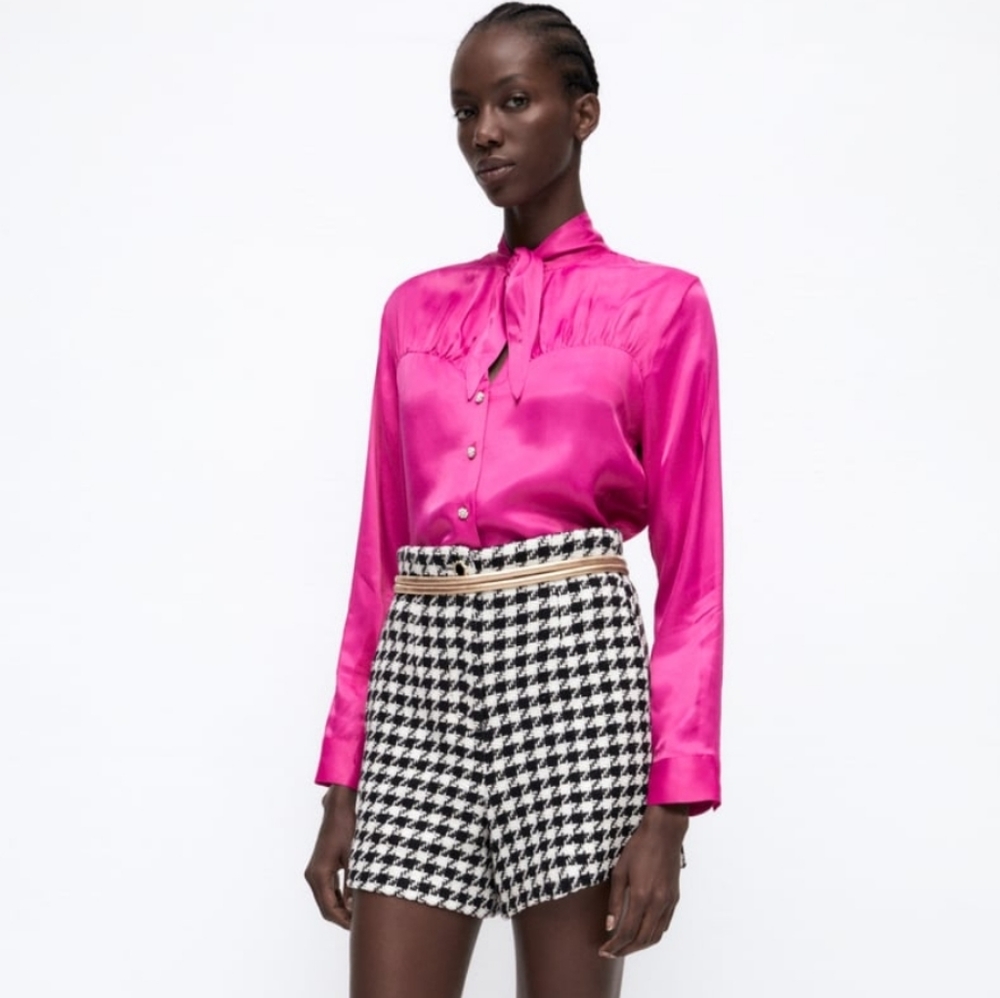 NWT ZARA Textured Houndstooth Shorts